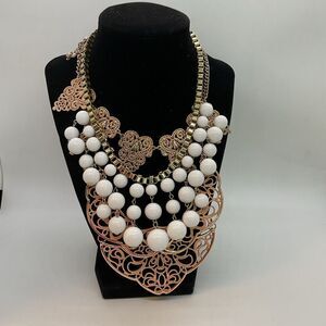 Lot of 3 Gold Toned and Beaded Statement Necklaces